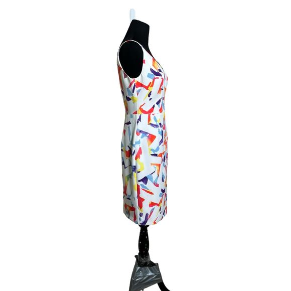 Black Halo White Vibrant Print Liaison Jevette Sheath Dress Size 6 - Picture 6 of 15
